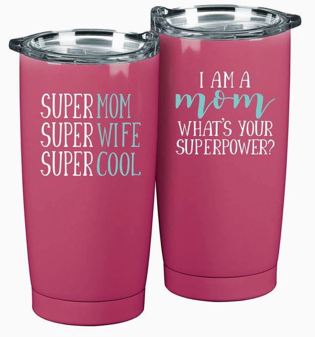 I Am Mom Stainless Steel Tumbler Pink