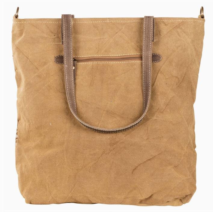 Tan Canvas with Floral Pattern Tote