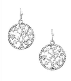METAL TREE OF LIFE W/ PAVE EARRING