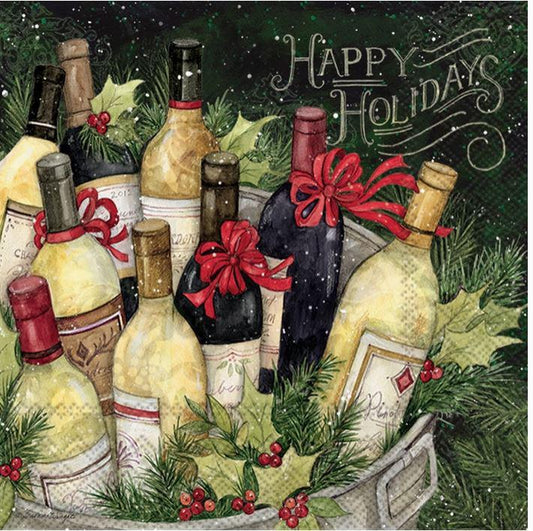 Paper Cocktail Napkins Pack of 20 Christmas Wine Bucket