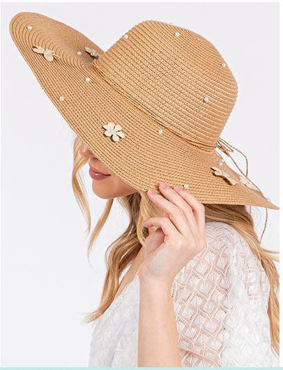 DAISY AND PEARL DECO WIDE FLOPPY SUN HAT