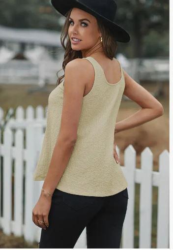 Button Textured Tank Top