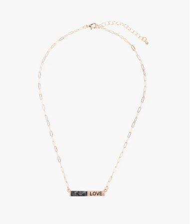 "Love" Half Natural Stone Half Metal Necklace