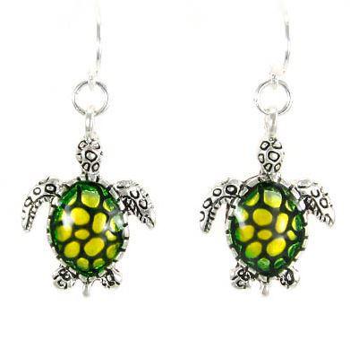 TURTOISE DESIGN, EPOXY DANGLE EARRINGS