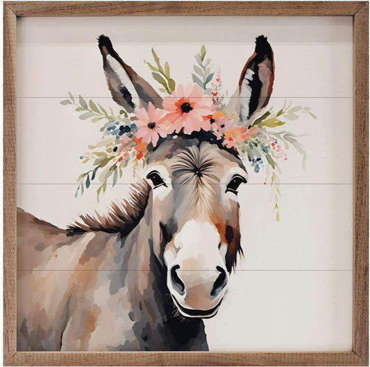 Donkey with Flower Crown White