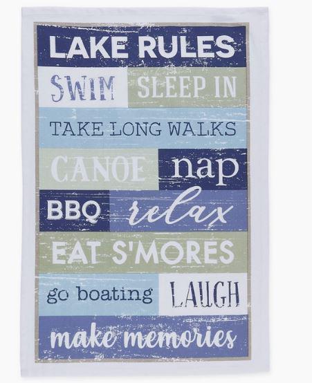Lake Rules Printed Dishtowel