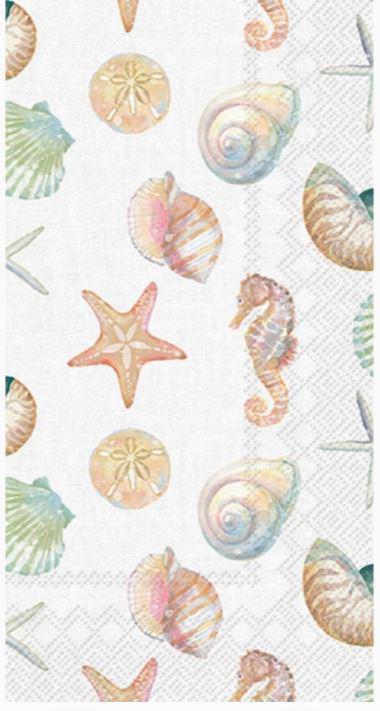 Paper Guest Towels Pack/20 Watercolor Coast Sealife