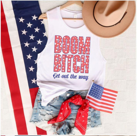 Boom Bitch Get Out the Way 4th of July Women's Muscle Tank