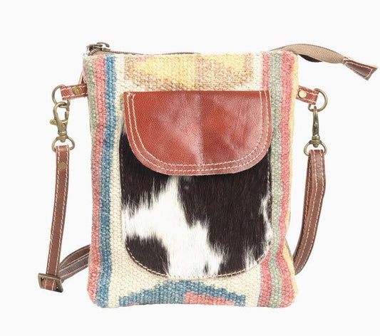 Recycled Rug with Cowhide Crossbody