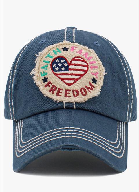 Faith Family Freedom Washed Vintage Ballcap