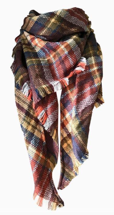 Stripes Plaid Splicing Scarf