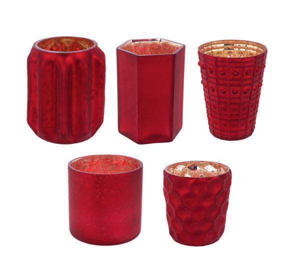 Cranberry Mercury Votive Holders