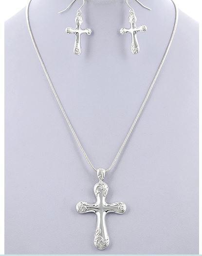 CROSS PENDANT FILIGREE NECKLACE SET