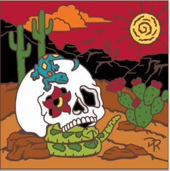 6x6 Tile Day of the Dead Friends of the Desert Skull