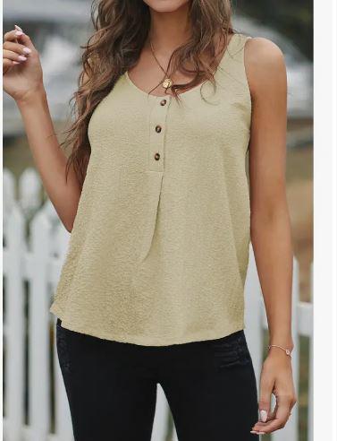 Button Textured Tank Top