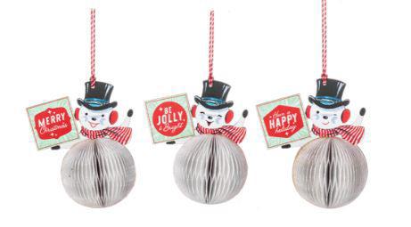 Honeycomb Snowman & Santa Ornaments