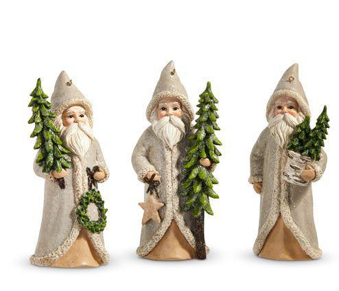 5.75" NATURAL SANTA WITH TREE ORNAMENT