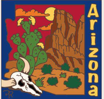 6x6 Tile AZ State Namedrop Skull with Desert 6x6 Tile AZ State Namedrop Skull with Desert