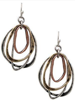 Multi metal oval mix earring